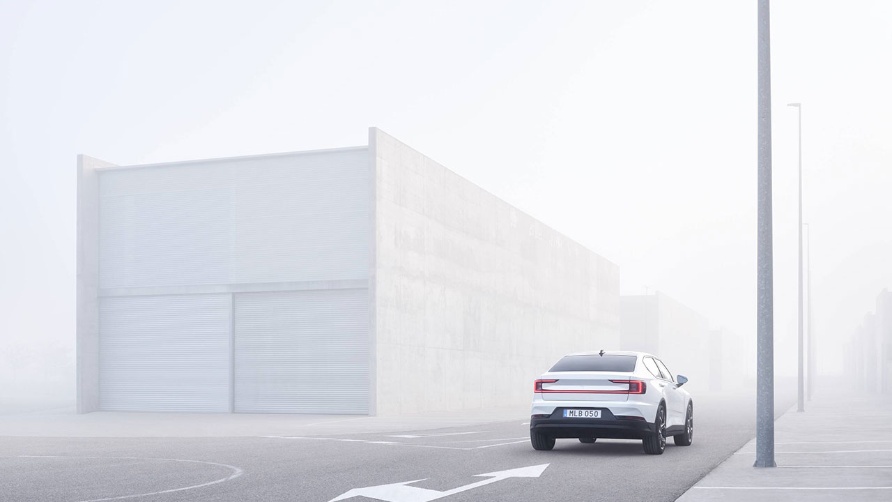 2020 Polestar driving in the fog